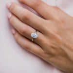 2.10 CT Oval Hidden Halo Moissanite Engagement Ring 3