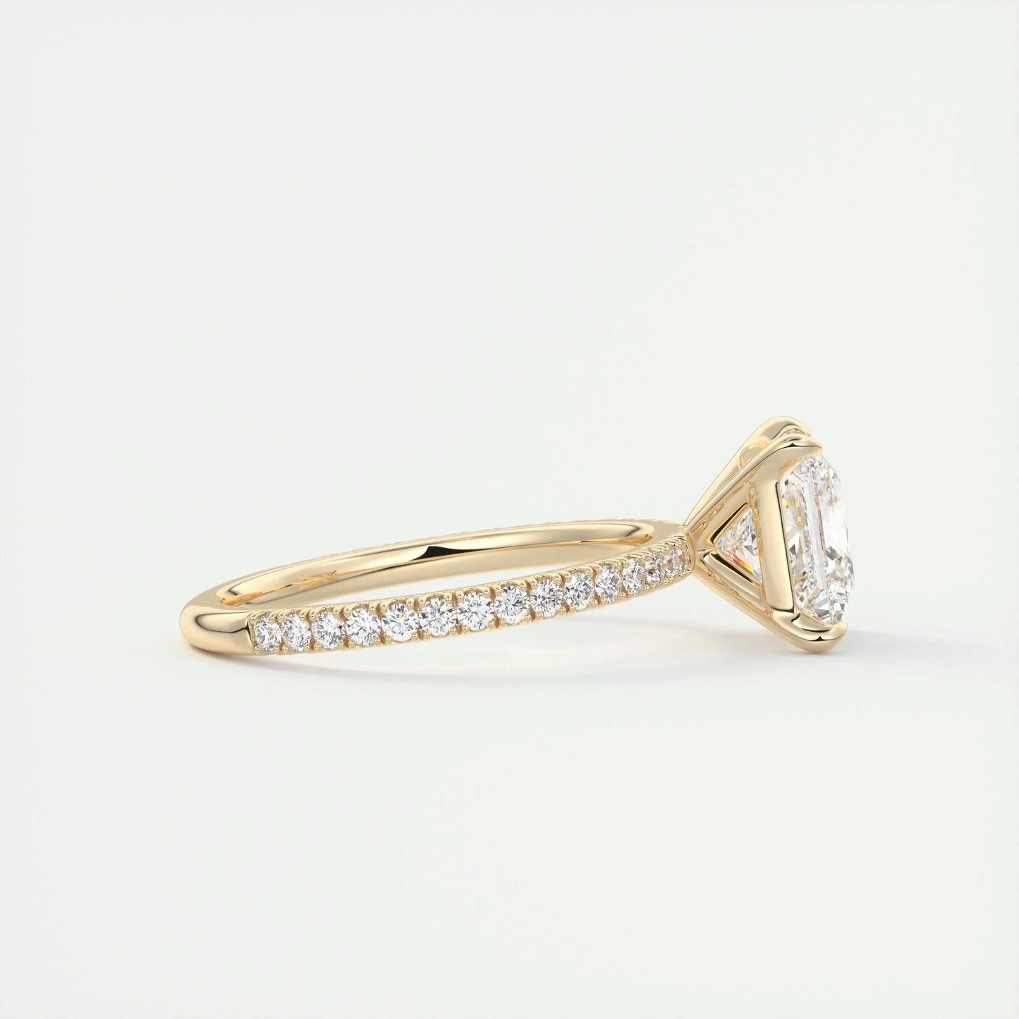 2.08 CT Princess Cut Pave Moissanite Engagement Ring 9