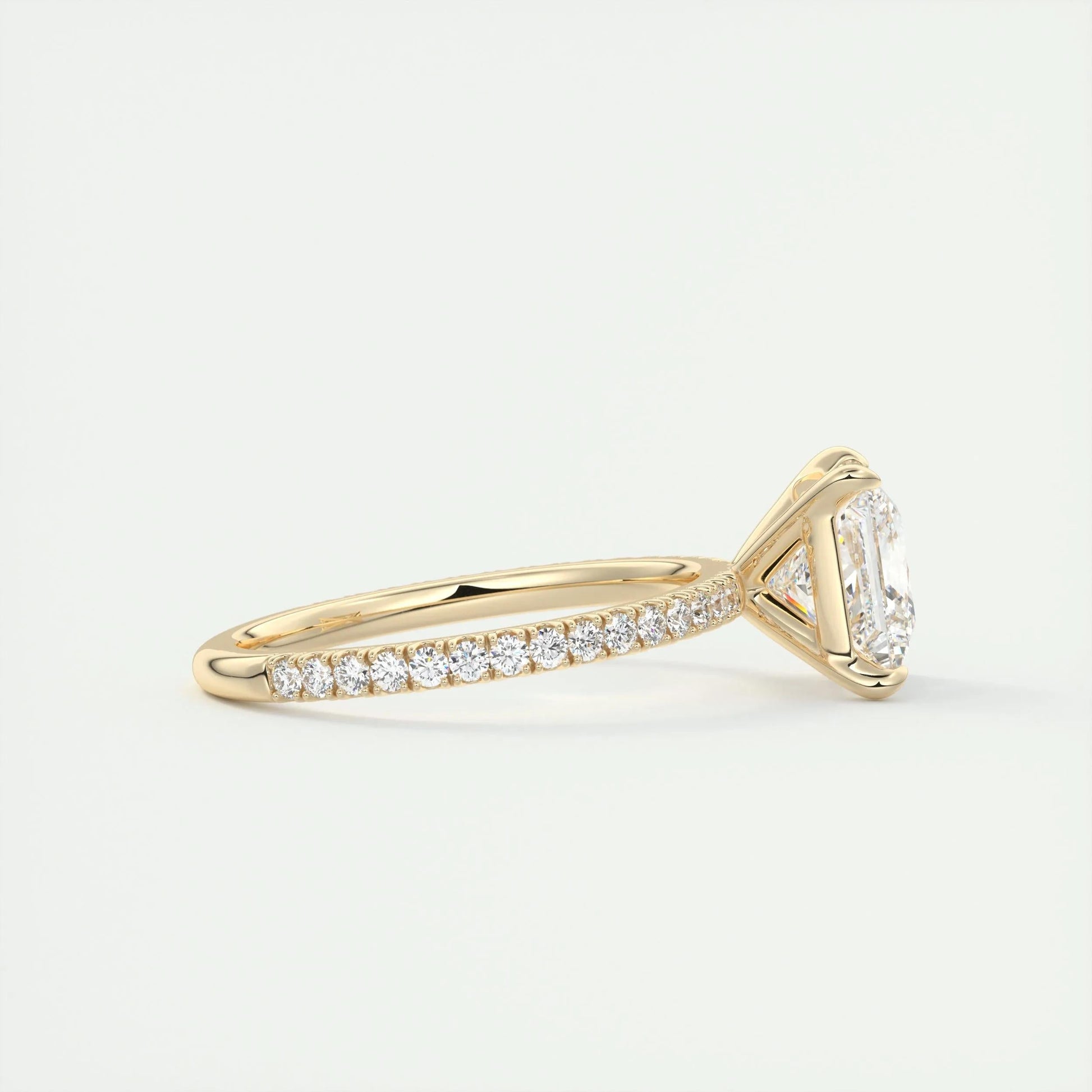 2.08 CT Princess Cut Pave Moissanite Engagement Ring 9
