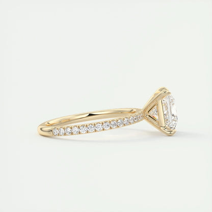 2.08 CT Princess Cut Pave Moissanite Engagement Ring 9