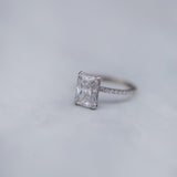 2.70 CT Radiant Solitaire Hidden Halo Pave Moissanite Engagement Ring 7