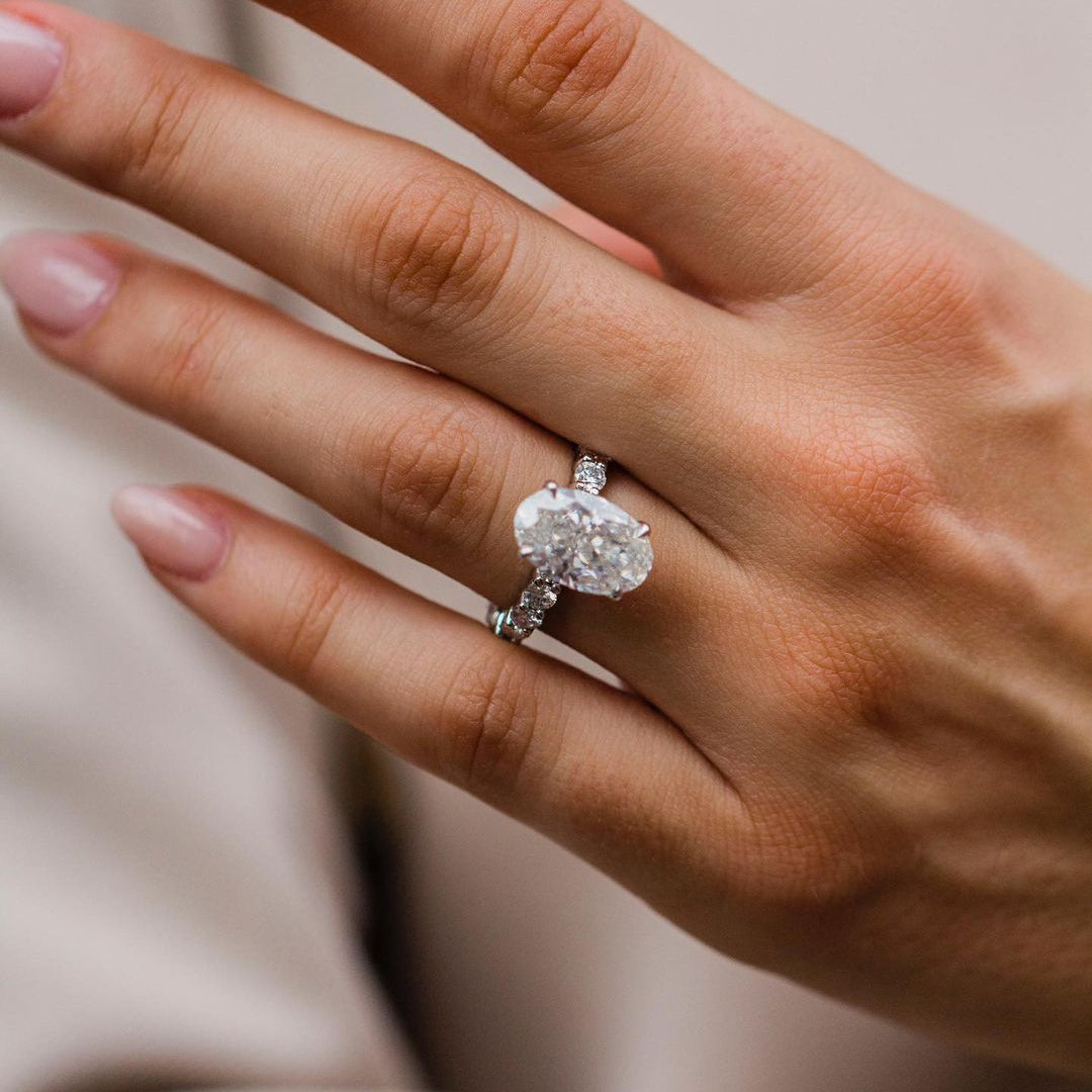 5.10 CT Oval Cut Hidden Halo Moissanite Engagement Ring 2