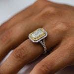 3.55 CT Canary Crushed Ice Radiant Moissanite Engagement Ring 4
