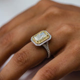 3.55 CT Canary Crushed Ice Radiant Moissanite Engagement Ring 4