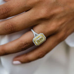 3.55 CT Canary Crushed Ice Radiant Moissanite Engagement Ring 3