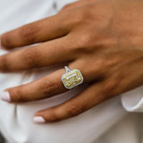 3.55 CT Canary Crushed Ice Radiant Moissanite Engagement Ring 2