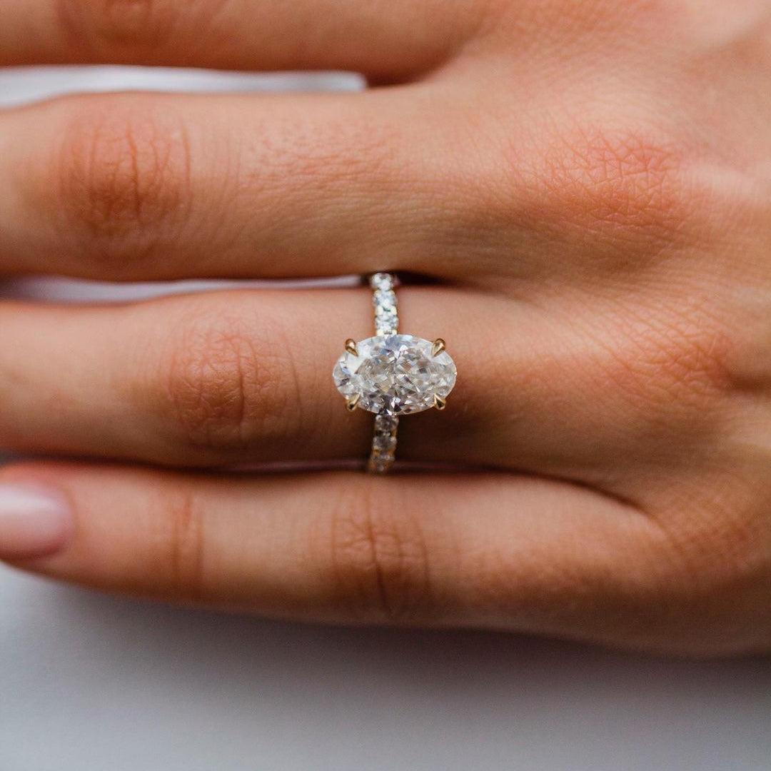 3.50 CT Oval Hidden Halo & Pave Moissanite Engagement Ring 1