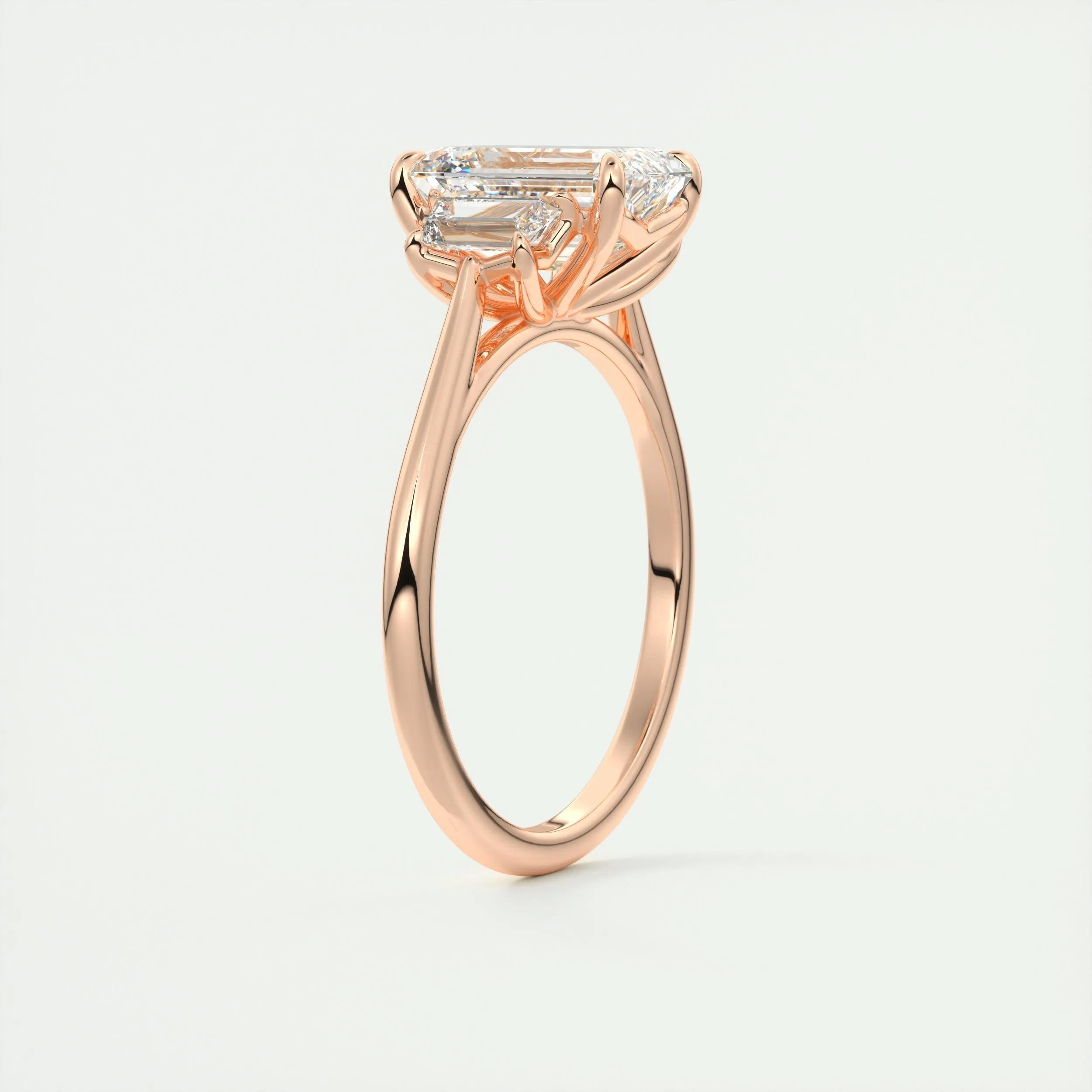 1.91 CT Emerald Cut Three Stone Moissanite Engagement Ring 21