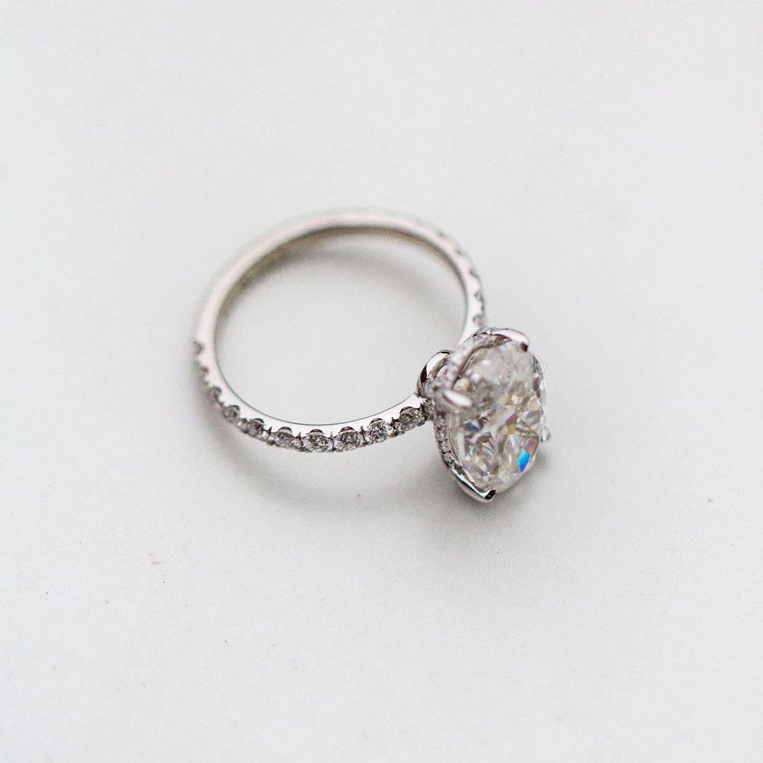 5.0 CT Oval Cut Hidden Halo Moissanite Engagement Ring 1