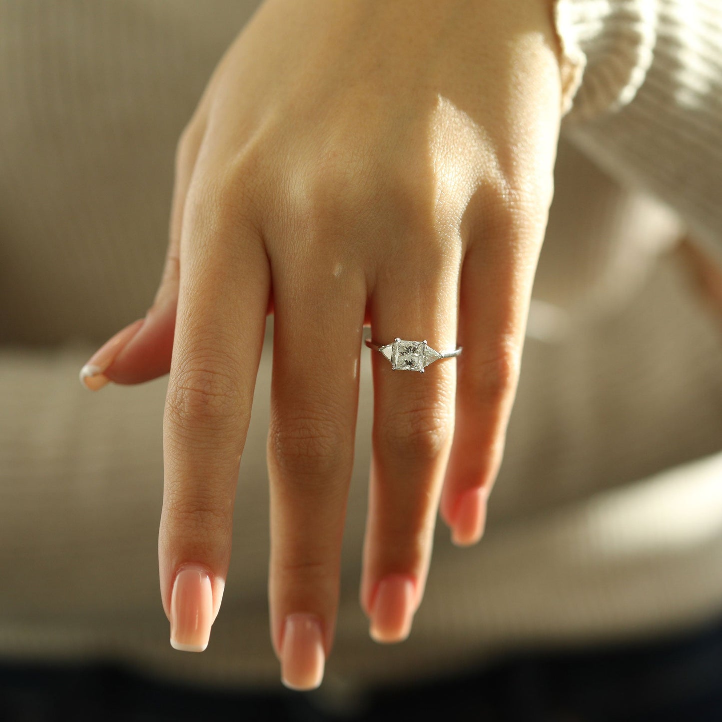 
                  
                    1.18 CT Princess 3 Stones Moissanite Engagement Ring
                  
                