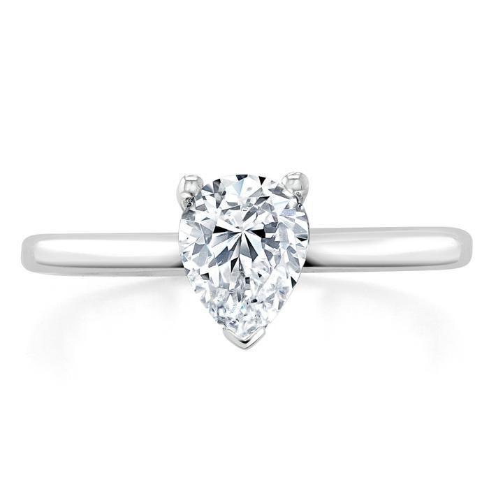 0.75 CT Pear Cut Solitaire Moissanite Engagement Ring 1