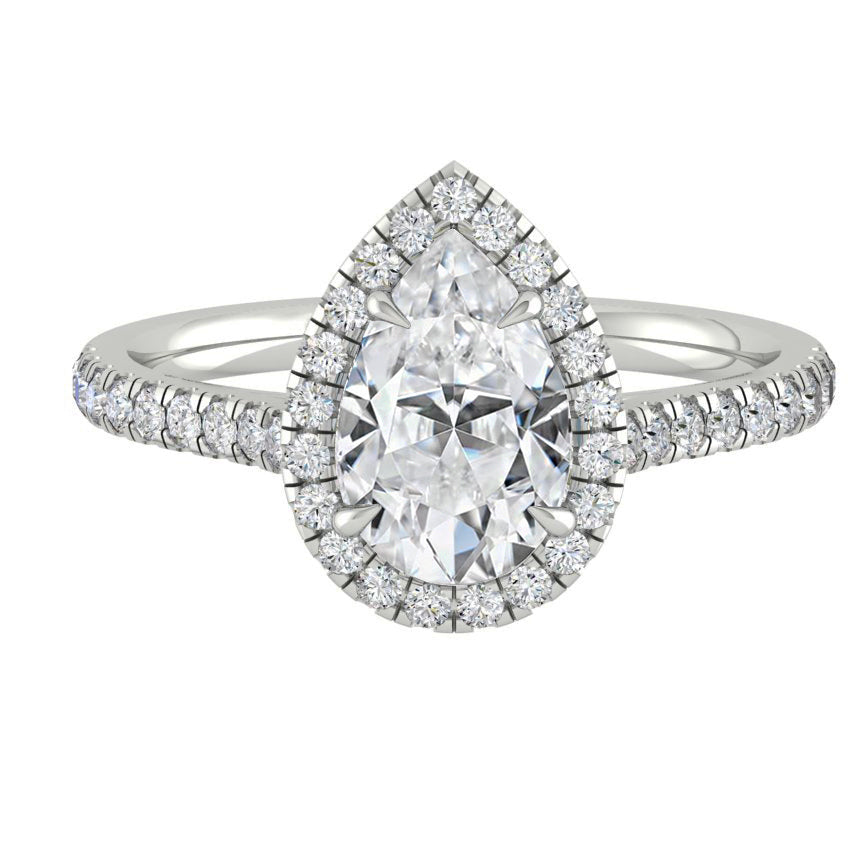 
                  
                    2.1 CT Pear Cut Halo Pave Moissanite Engagement Ring 6
                  
                