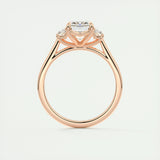 1.91 CT Emerald Cut Three Stone Moissanite Engagement Ring 22