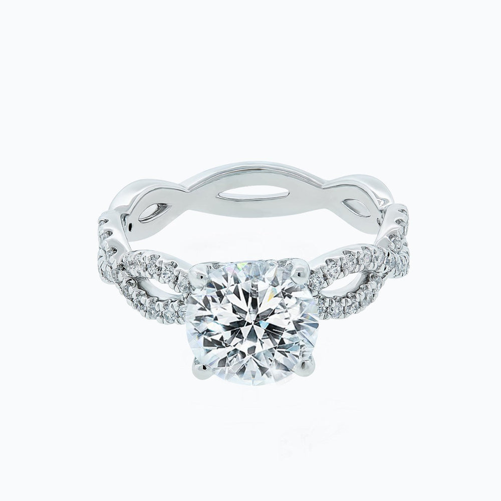 2.0 CT Round Shaped Moissanite Solitaire Twisted Engagement Ring