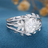 1.33 CT Oval Shaped Moissanite Cluster Bridal Set 3
