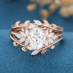 1.33 CT Oval Shaped Moissanite Twig Style Bridal Set 1