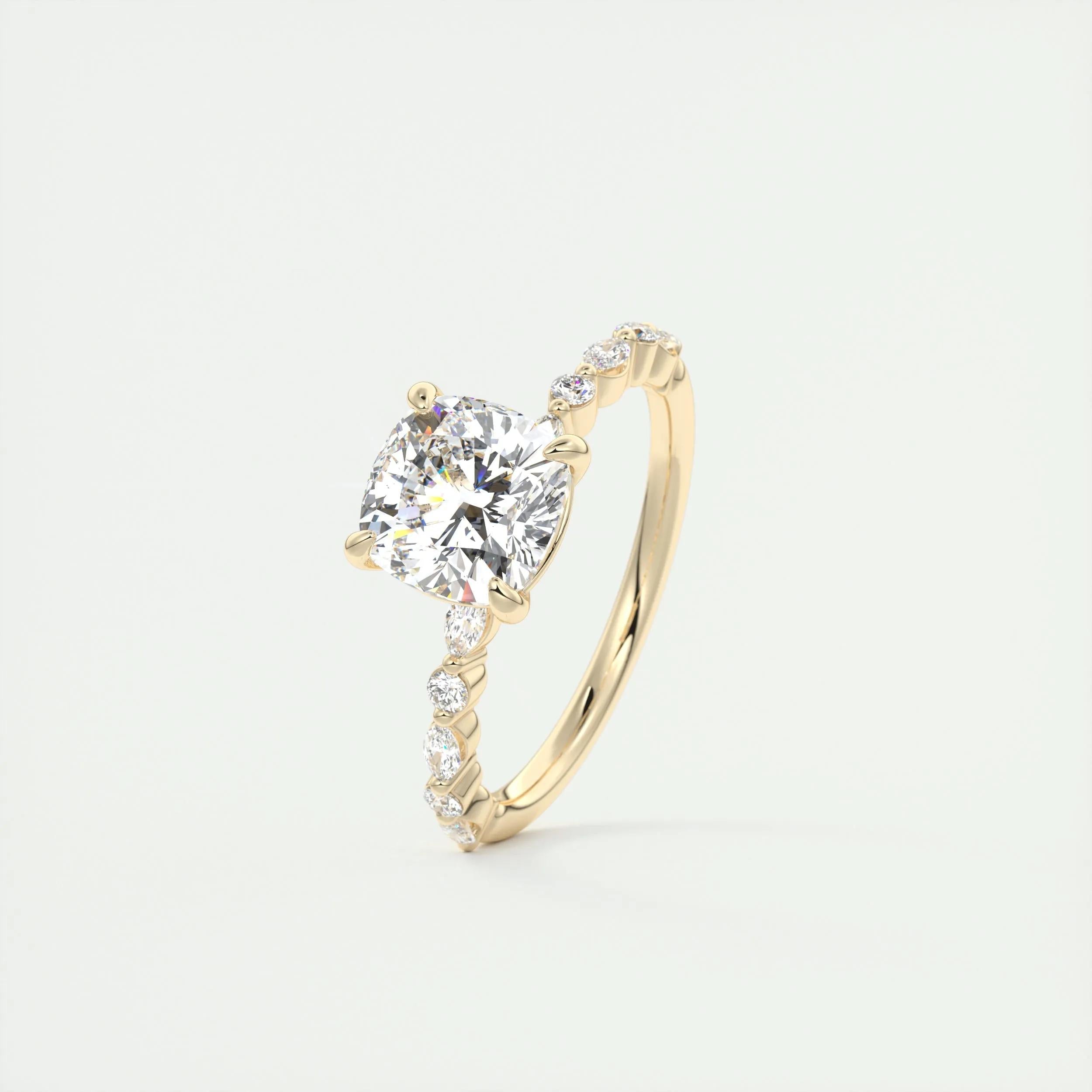 2.15 CT Cushion Cut Pave Moissanite Engagement Ring 11