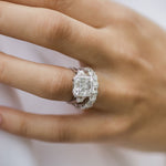 4.10 CT Asscher Three Stone Moissanite Engagement Ring 10