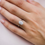 2.10 CT Oval Solitaire Hidden Halo Moissanite Engagement Ring 4