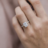 2.70 CT Radiant Solitaire Hidden Halo Pave Moissanite Engagement Ring 1