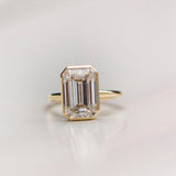 4.90 CT Emerald Cut Bezel Solitaire Moissanite Engagement Ring 2