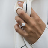 2.90 CT Oval Hidden Halo & Pave Moissanite Engagement Ring 6