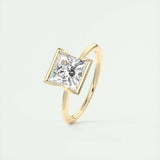 2.08 CT Princess Solitaire Half Bezel Moissanite Engagement Ring 9