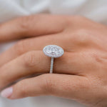 3.85 CT Oval Halo & Pave Moissanite Engagement Ring 10
