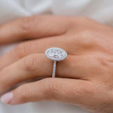 3.85 CT Oval Halo & Pave Moissanite Engagement Ring 10