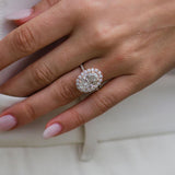 5.41 CT Oval Cut Halo & Pave Moissanite Engagement Ring 1