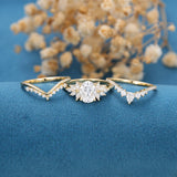 1.33 CT Oval Shaped Moissanite Cluster Bridal Set 4