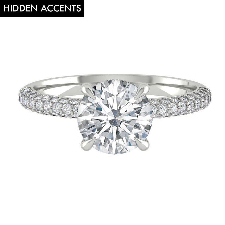 1.85 CT Round Cut Hidden Halo Pave Moissanite Engagement Ring 1
