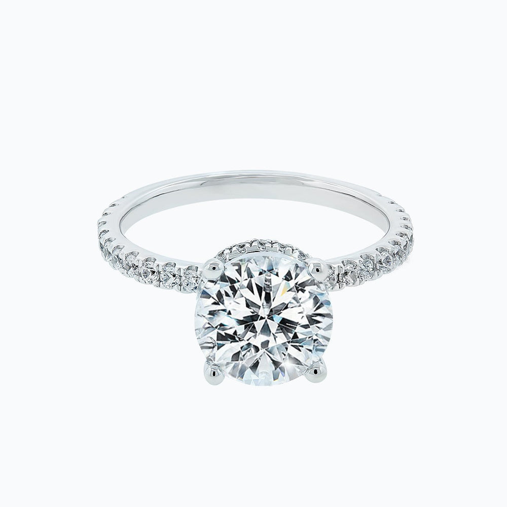 2.0 CT Round Shaped Moissanite Hidden Halo Engagement Ring