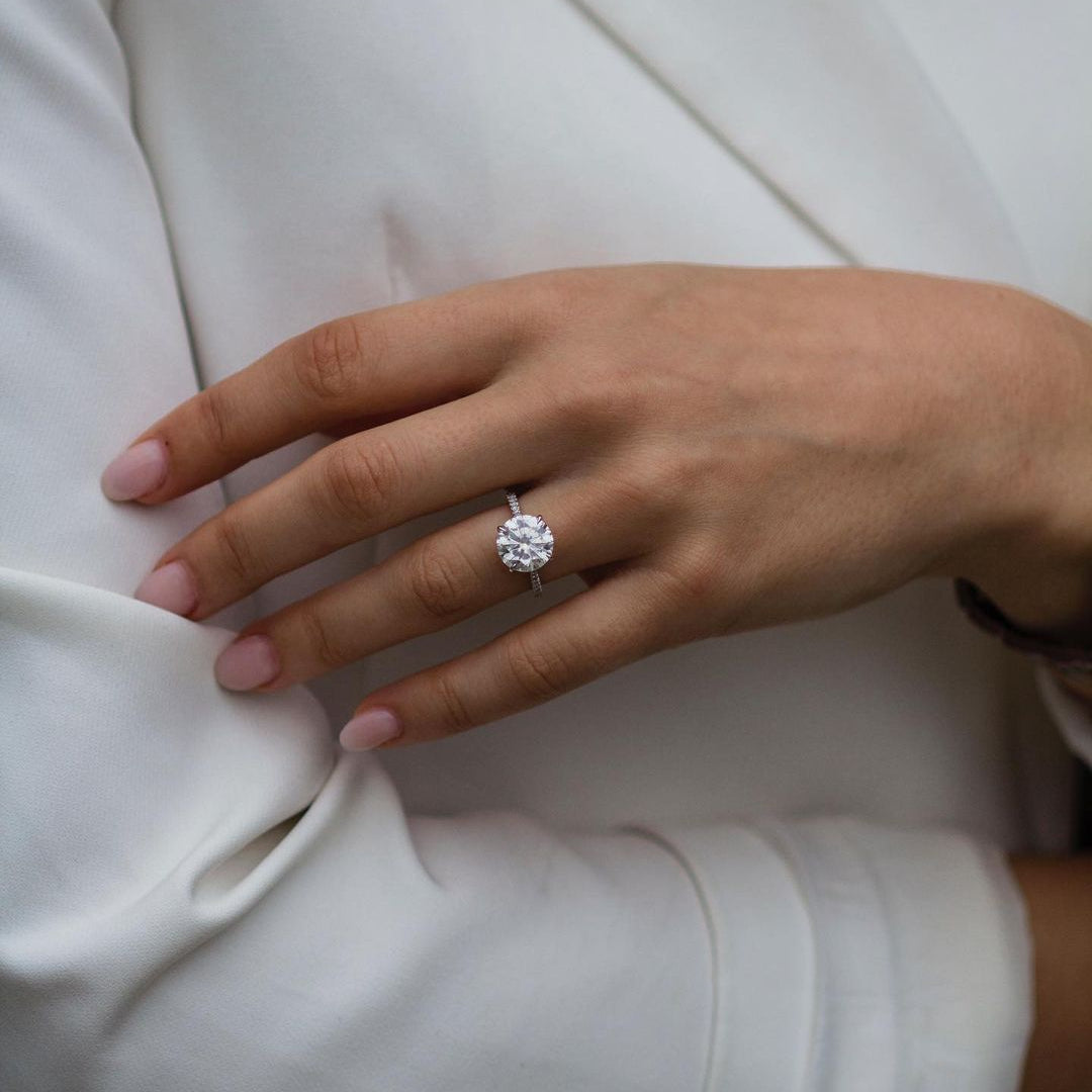 3.10 CT Round Pave Moissanite Engagement Ring 2