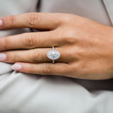 3.85 CT Oval Halo & Pave Moissanite Engagement Ring 5