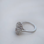 5.95 CT Oval Cut Halo & Pave Moissanite Engagement Ring 2