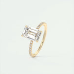 1.91 CT Emerald Cut Pave Moissanite Engagement Ring 11
