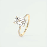 1.91 CT Emerald Cut Pave Moissanite Engagement Ring 11
