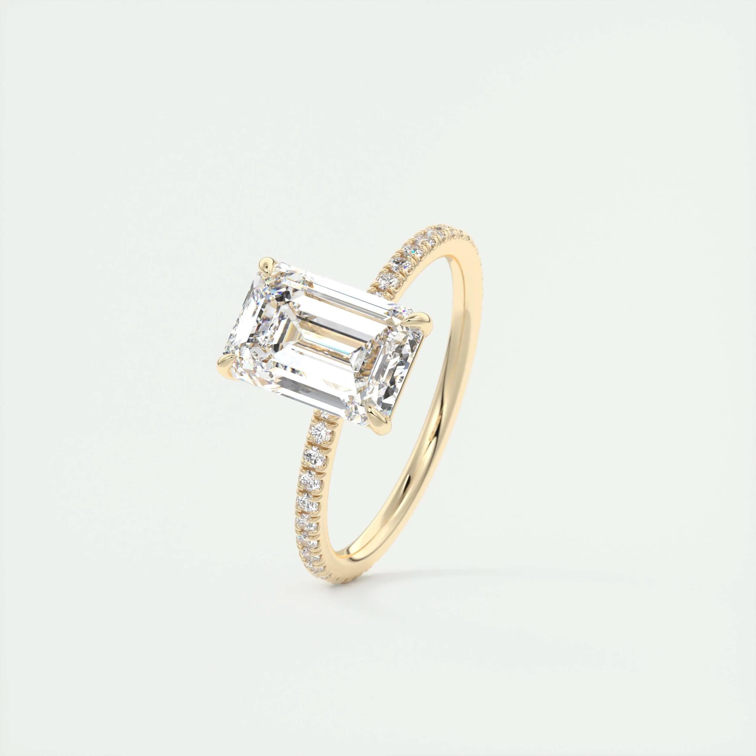 1.91 CT Emerald Cut Pave Moissanite Engagement Ring 11
