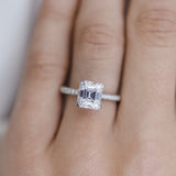 2.30 CT Asscher Solitaire Hidden Halo & Pave Moissanite Engagement Ring 6