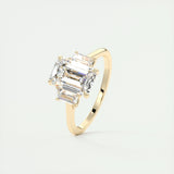 1.91 CT Emerald Cut Three Stone Moissanite Engagement Ring 11