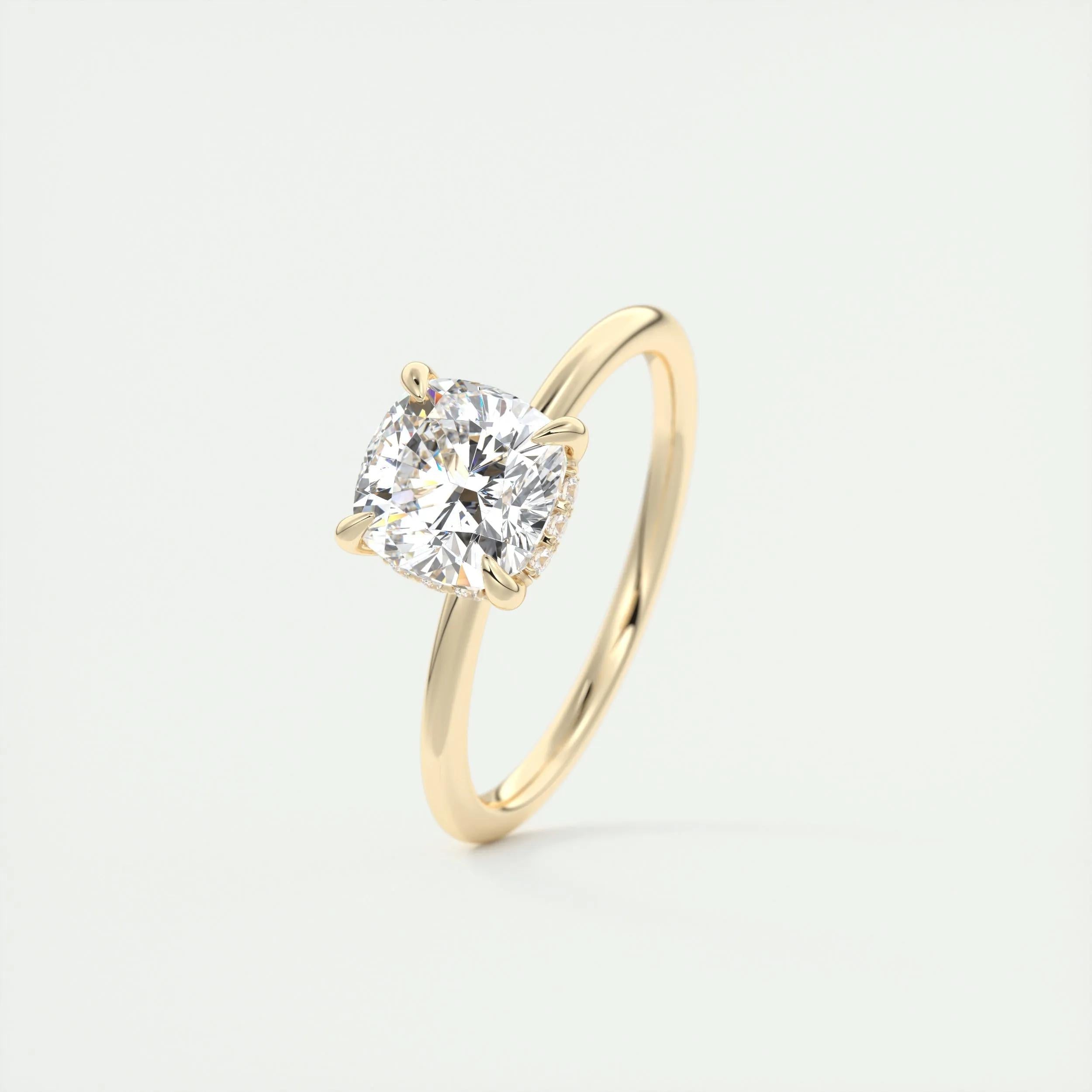 2.15 CT Cushion Hidden Halo Moissanite Engagement Ring 11