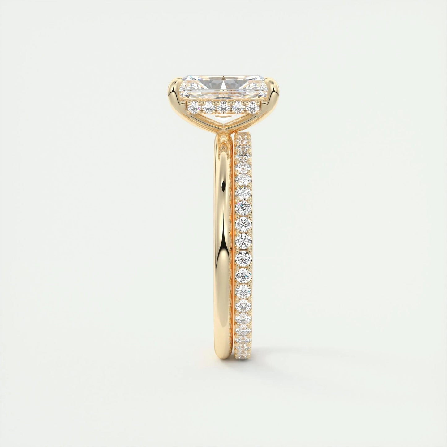 2.10 CT Radiant Hidden Halo Moissanite Engagement Ring 12