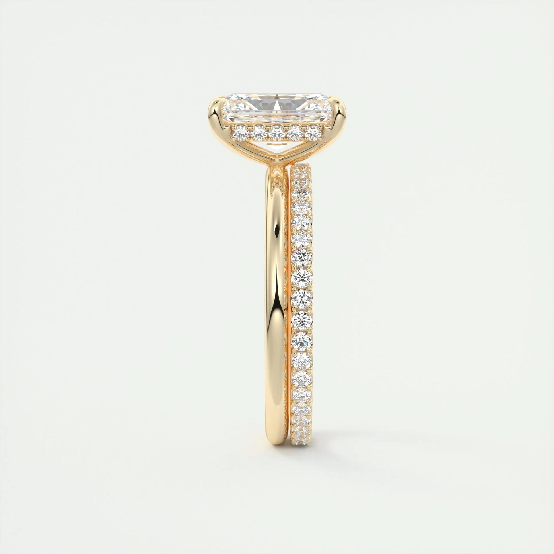 2.10 CT Radiant Hidden Halo Moissanite Engagement Ring 12