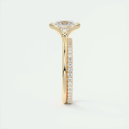 2.08 CT Princess Solitaire Half Bezel Moissanite Engagement Ring 10