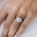 2.50 CT Elongated Cushion Three Stone Moissanite Engagement Ring 1