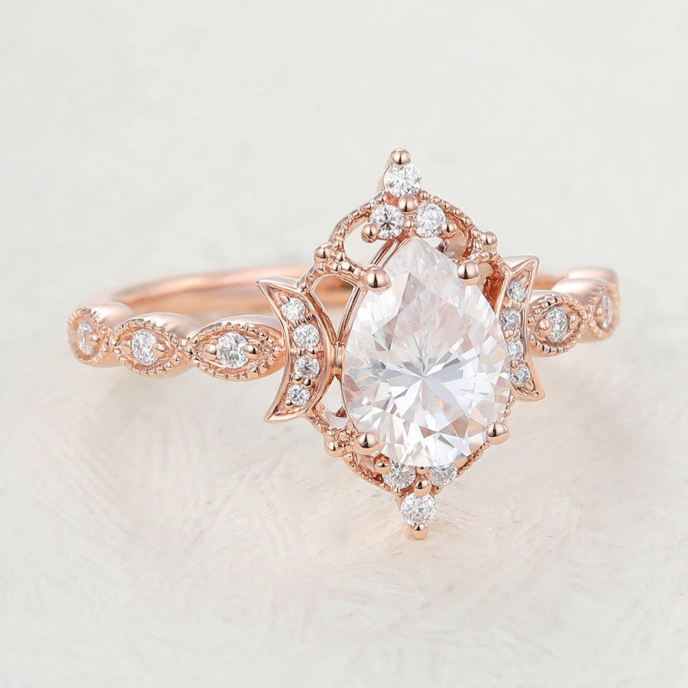 
                  
                    0.90 CT Pear Shaped Moissanite Vintage Engagement Ring 3
                  
                