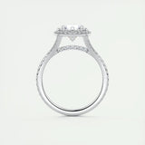 2.0 CT Round Halo Split Shank Moissanite Engagement Ring 6