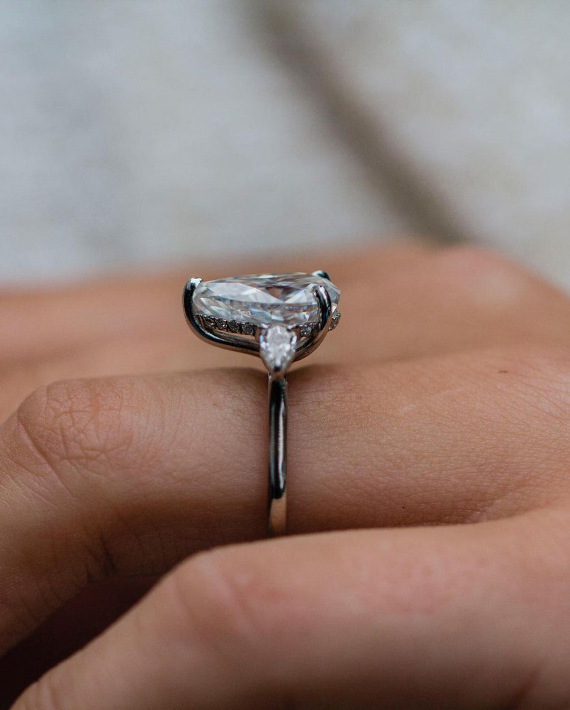 4.20 CT Pear Three Stone Moissanite Engagement Ring 2