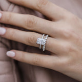 2.70 CT Radiant Solitaire Hidden Halo Pave Moissanite Engagement Ring 4